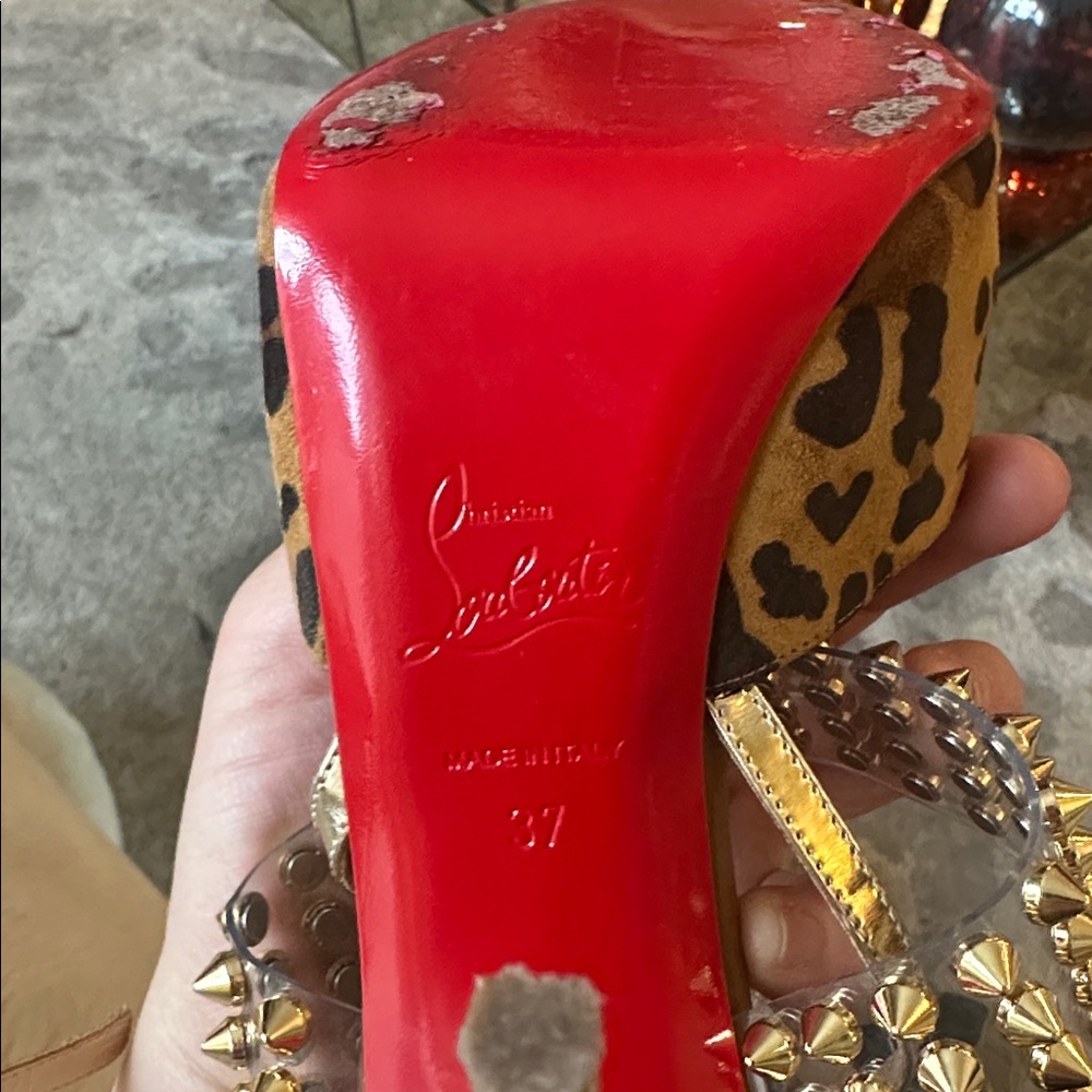 Christian Louboutin Levita Girl 120mm Leopard Print With Gold Heels - Picture 5 of 5